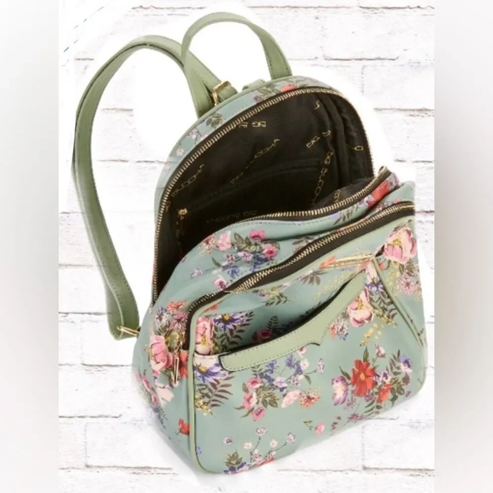 Big Buddha Mint Green Colorful Floral Garden Print Vinyl Mini Backpack